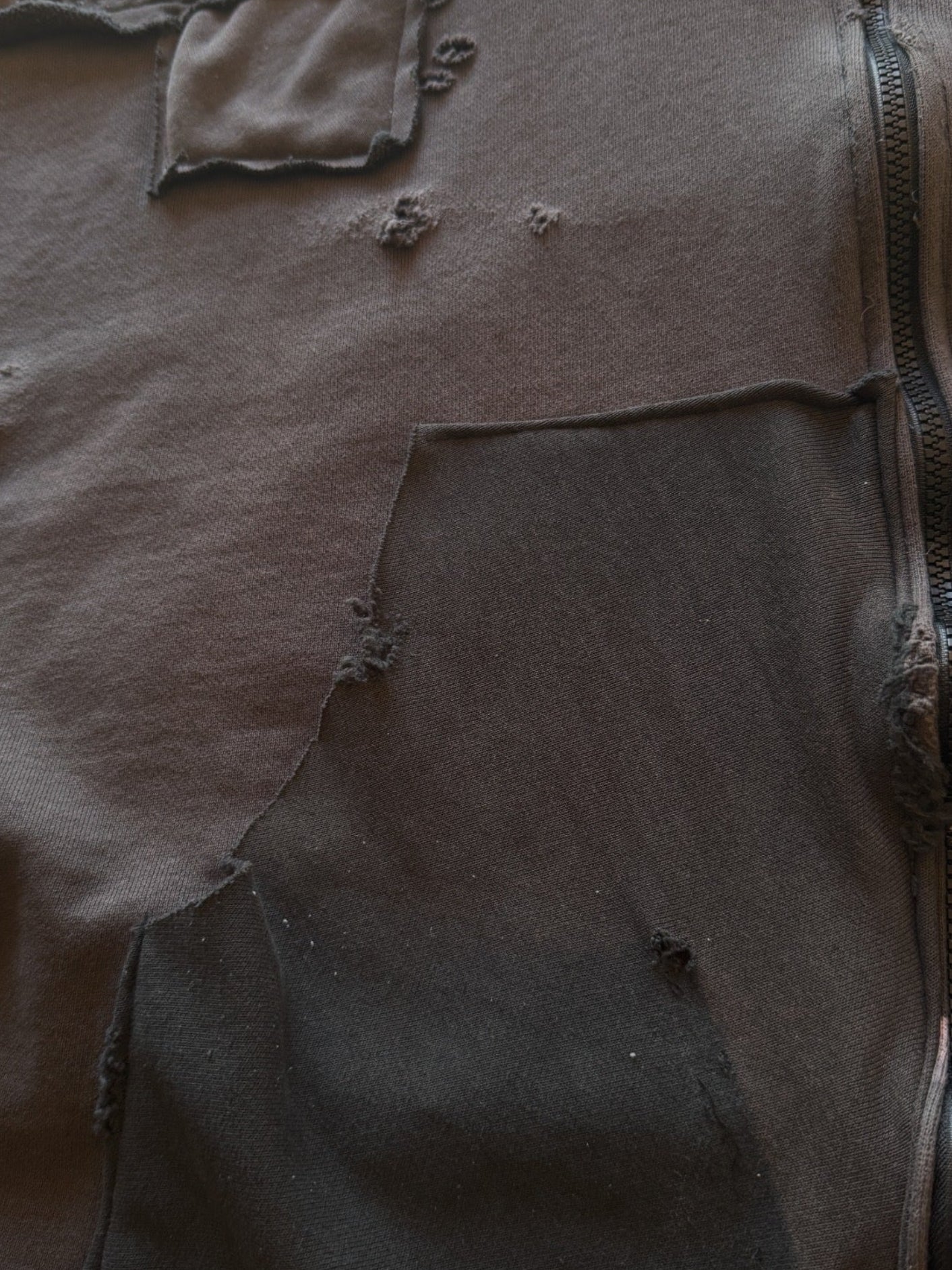 REPAIRED & CROPPED STAPLE ZIP HOODIE