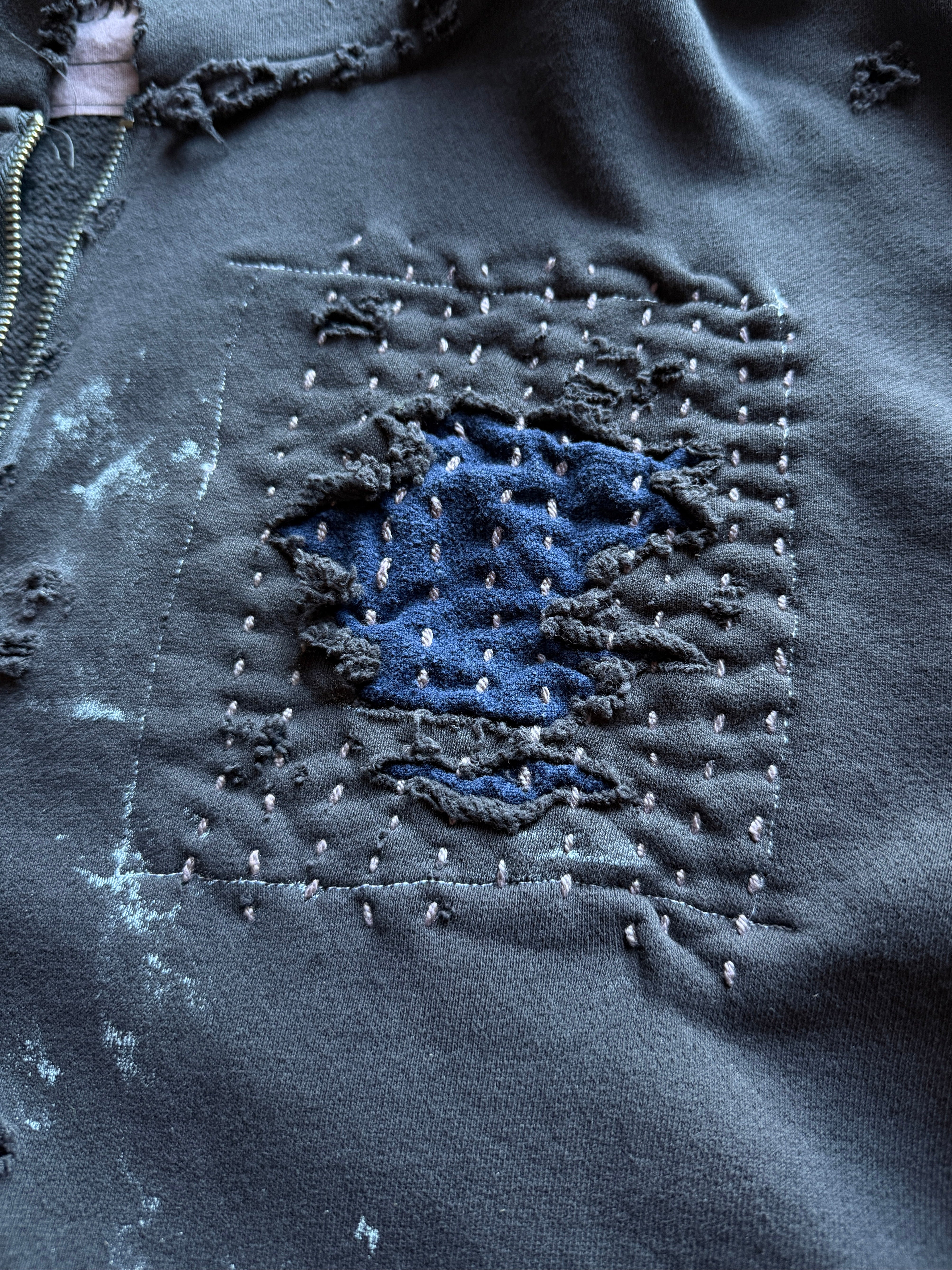 REPAIRED PATCHWORK STAPLE HOODIE