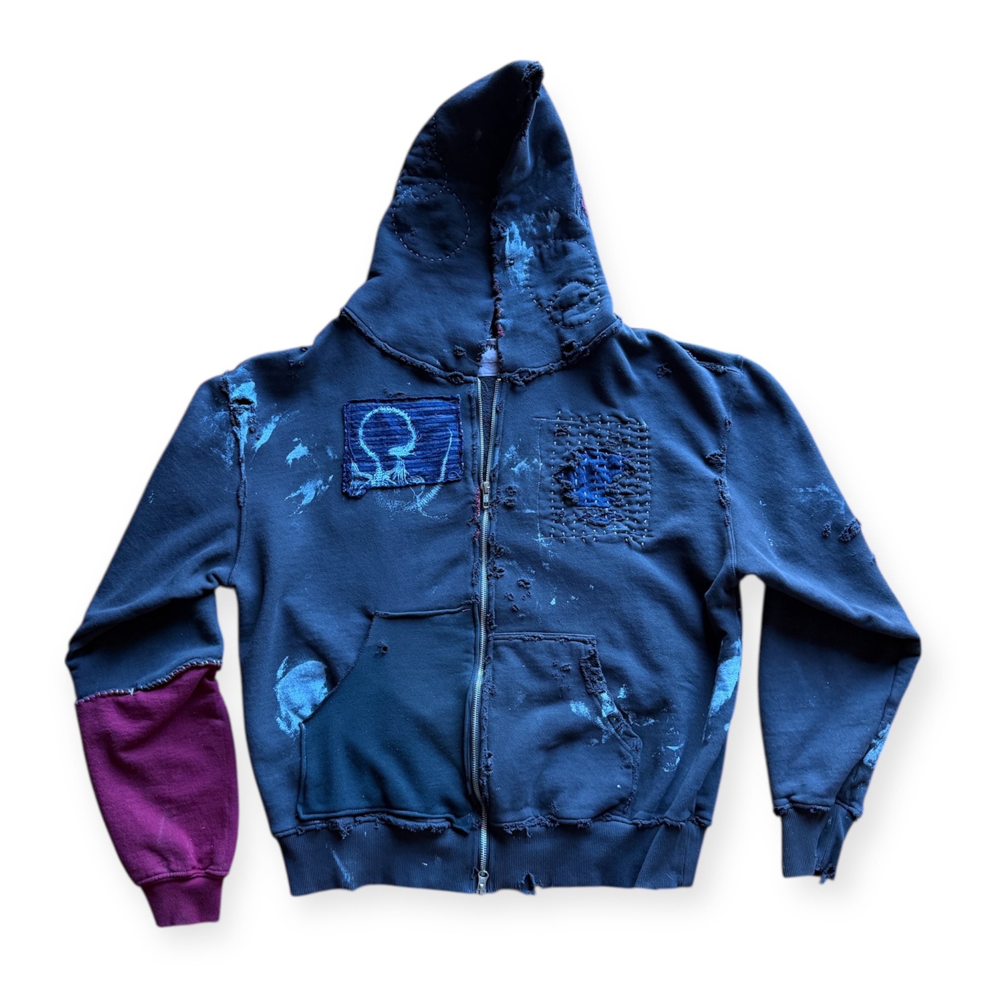 REPAIRED PATCHWORK STAPLE HOODIE
